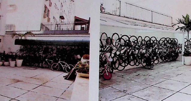 Fotos do bicicletário antes e depois da reforma