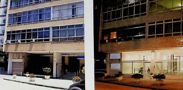 Foto da fachada antes e depois da reforma